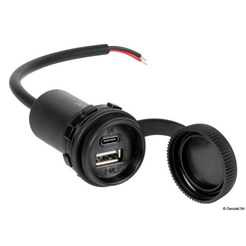 Водоустойчив USB (A+C) контакт с капаче
